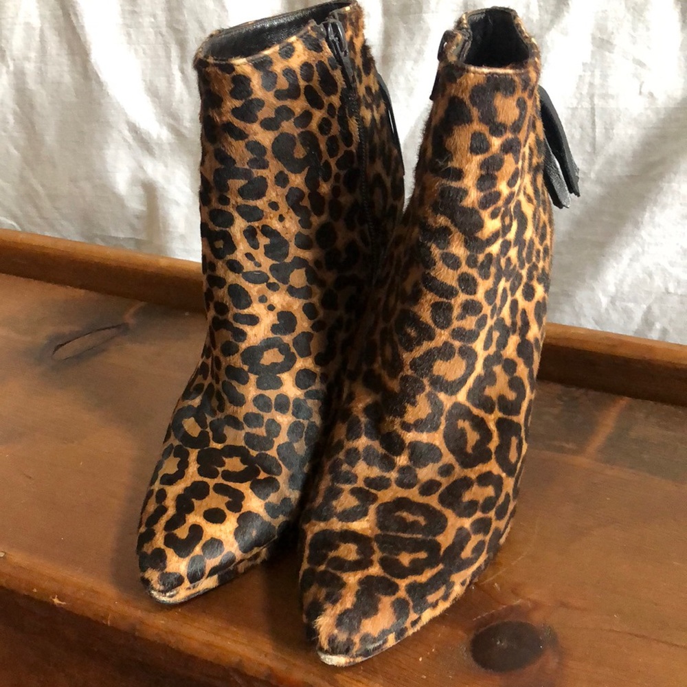 Stuart Weitzman leopard booties.